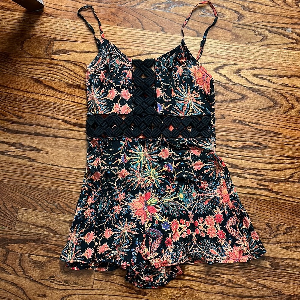 Black and orange topshop romper
